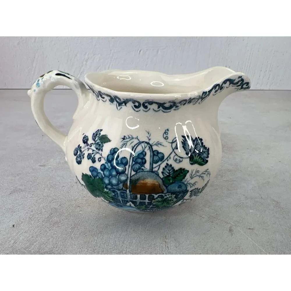 Antique Masons Ironstone of England Royal Blue Fruit‎ Basket Creamer